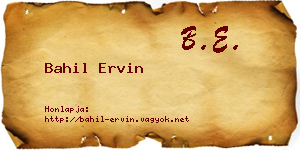 Bahil Ervin névjegykártya